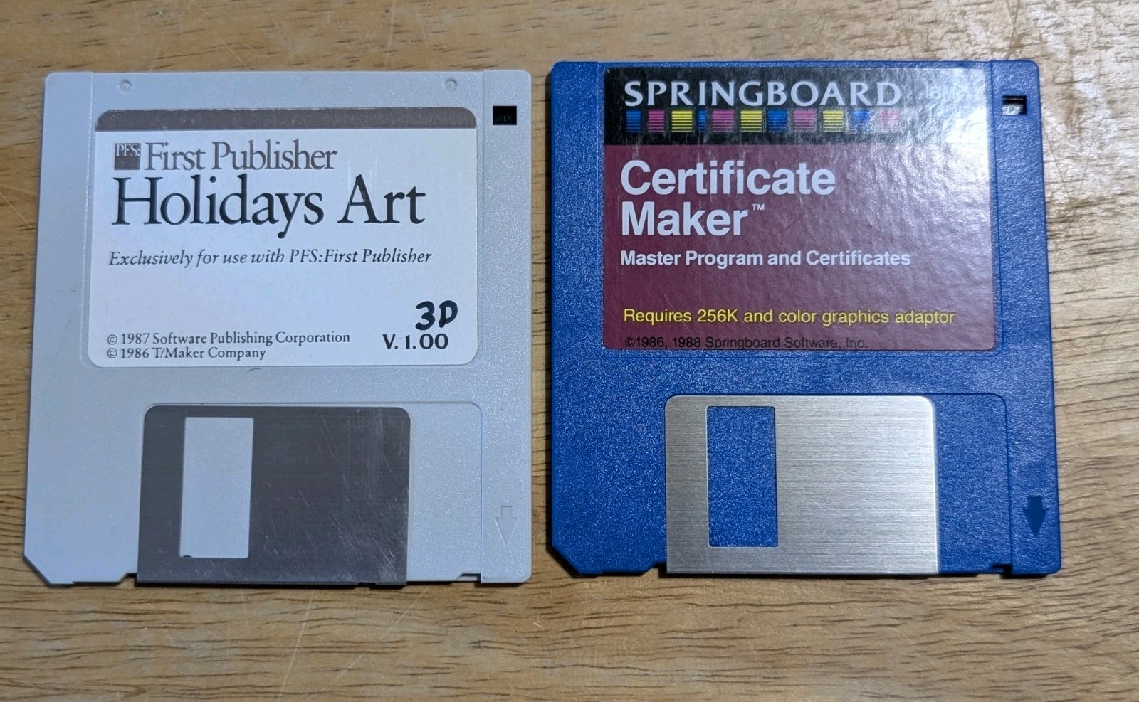 PFS First Publisher v. 1 Holidays Art, Springboard Certificate Maker 3.5 Disks