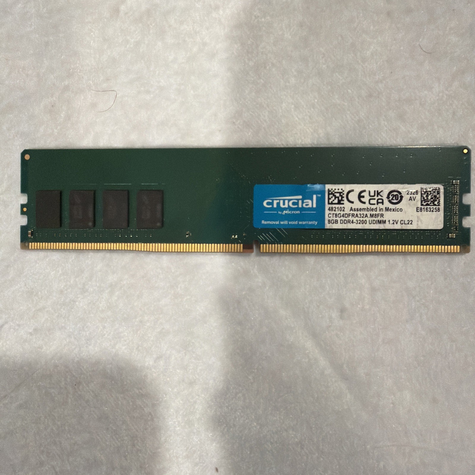 CRUCIAL 8GB DDR4-3200 PC4-25600 DESKTOP RAM 288 PIN DIMM MEMORY