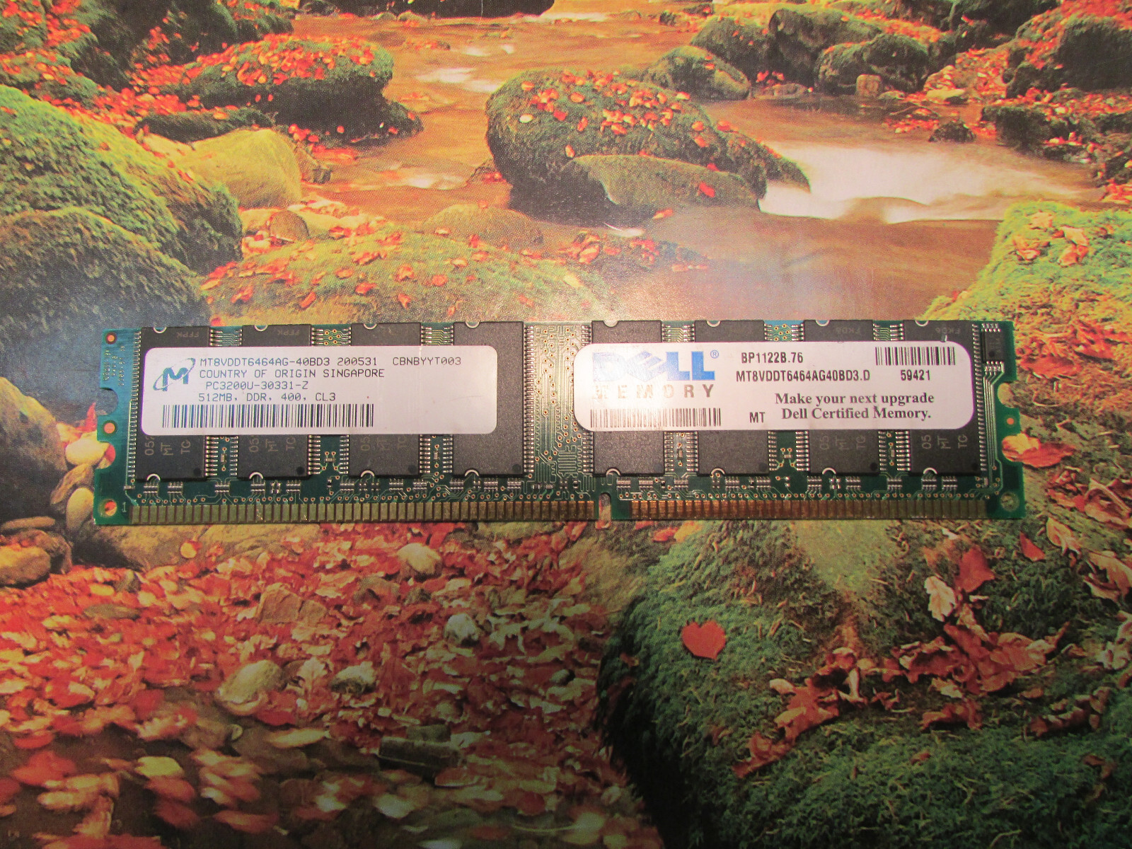 MICRON MEMORY 512MB DDR 400 CL3, PC3200U-30331-Z, MT8VDDT6464AG-40BD3 - SINGLE