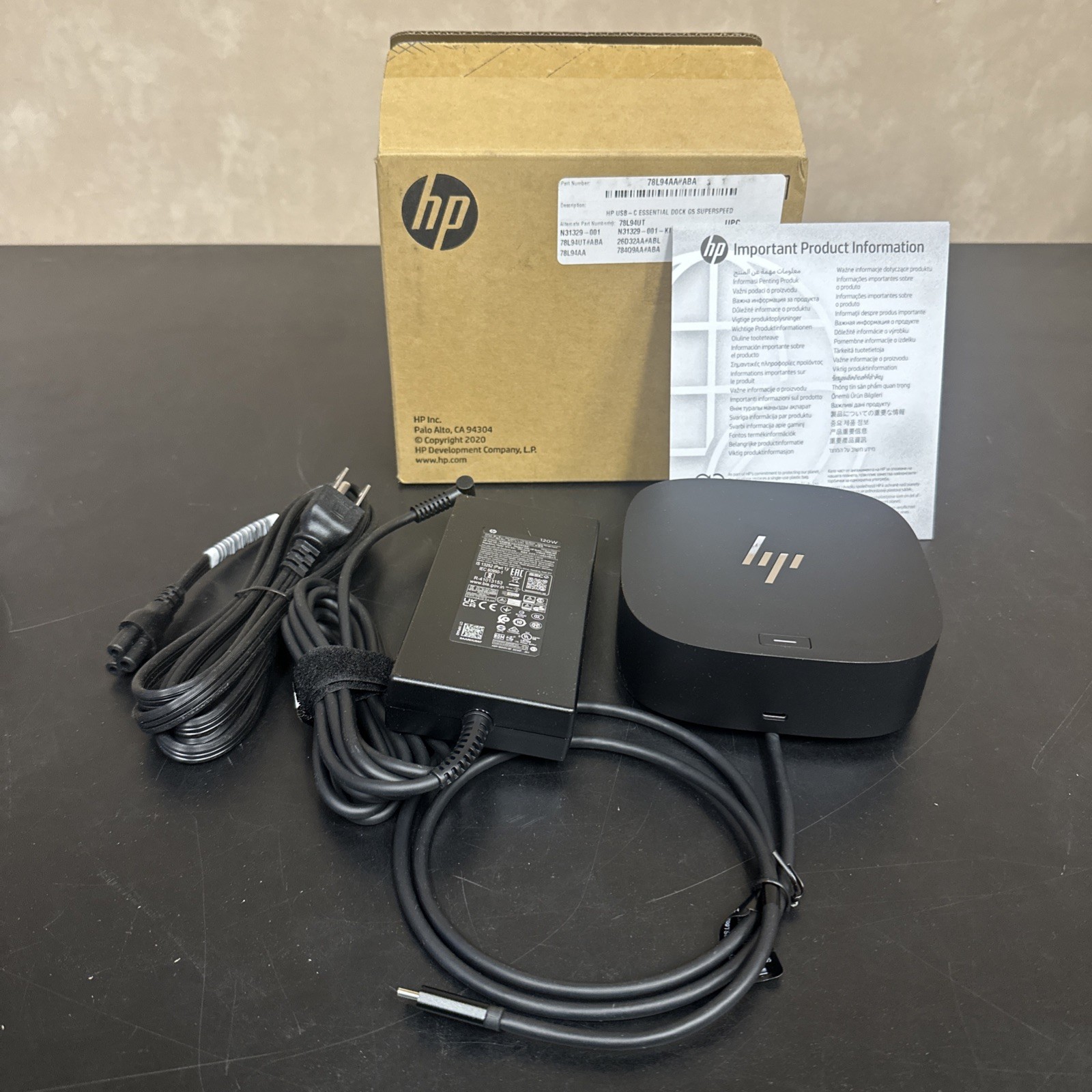 HP USB-C Essential Dock G5, Docking Station Black - 78L94AA#ABA