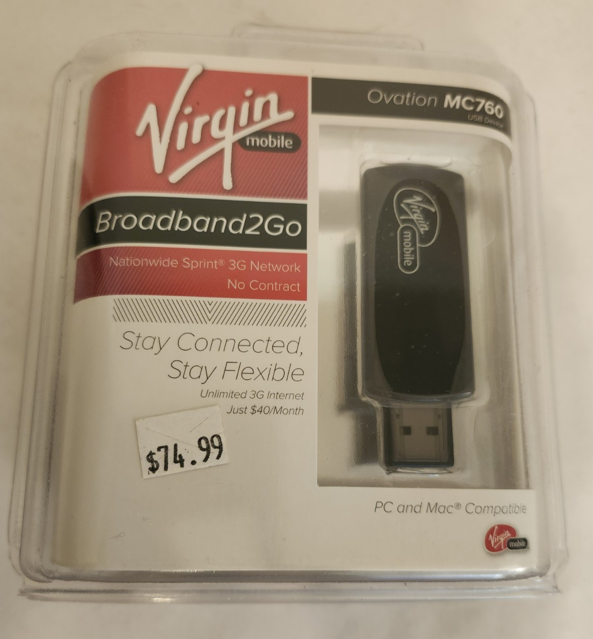 Virgin Mobile Ovation 3G Broadband2Go USB Device MC760 BRAND NEW Sealed