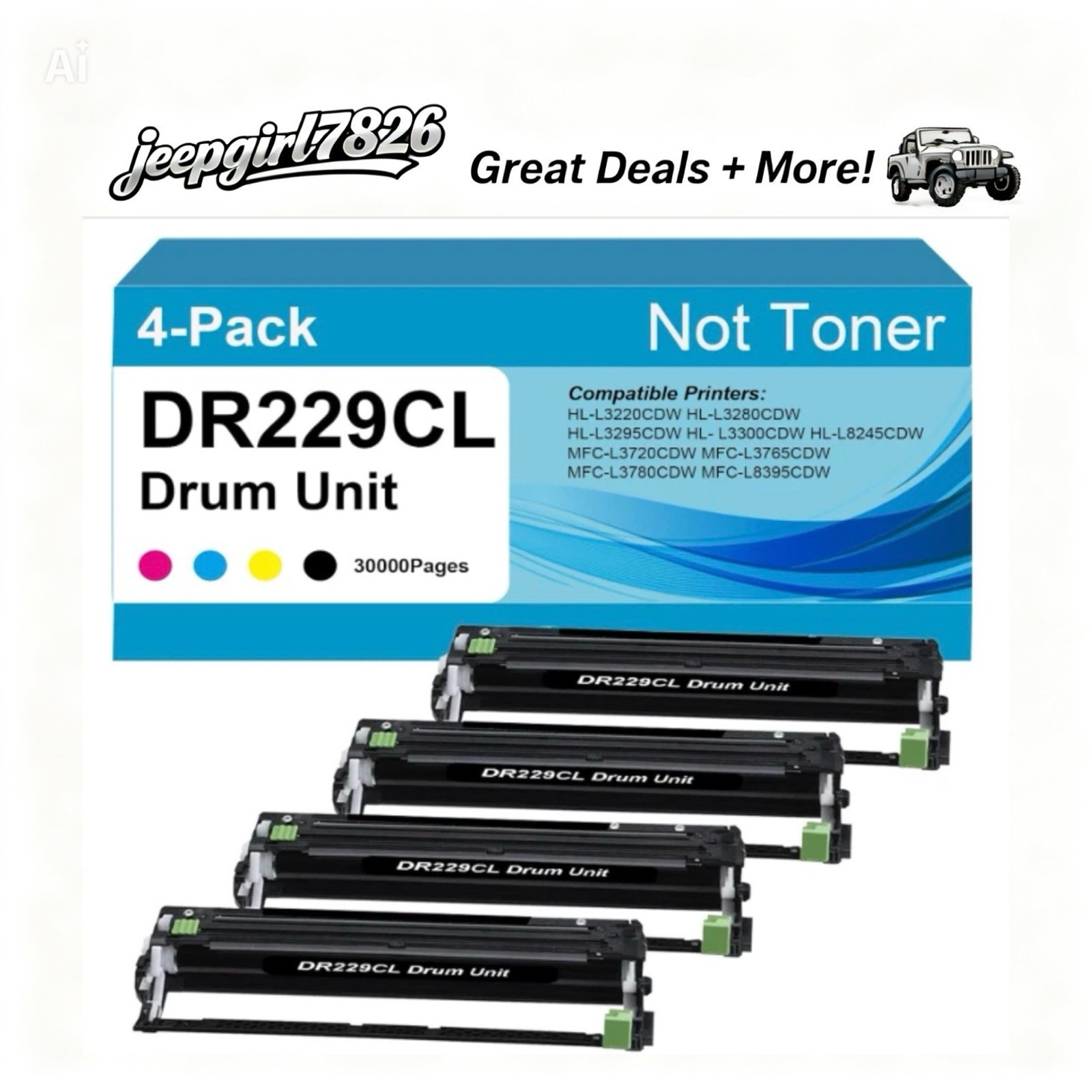 DR229CL Drum Unit 4 Pack For Brother HL & MFC Printers (Not Toner)