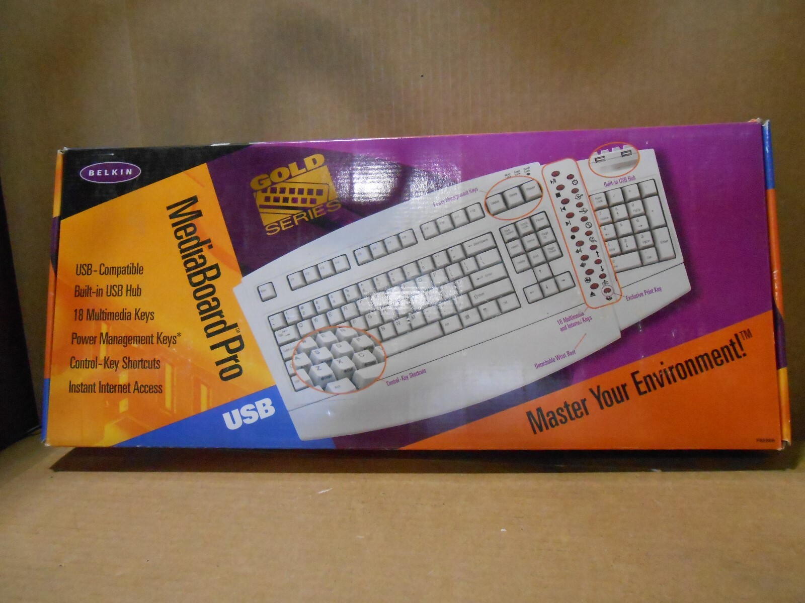 BELKIN MEDIABOARD PRO 107KEY KEYBOARD 18 MULTIMEDIA KEYS FOR WINDOWS-GOLD SERIES