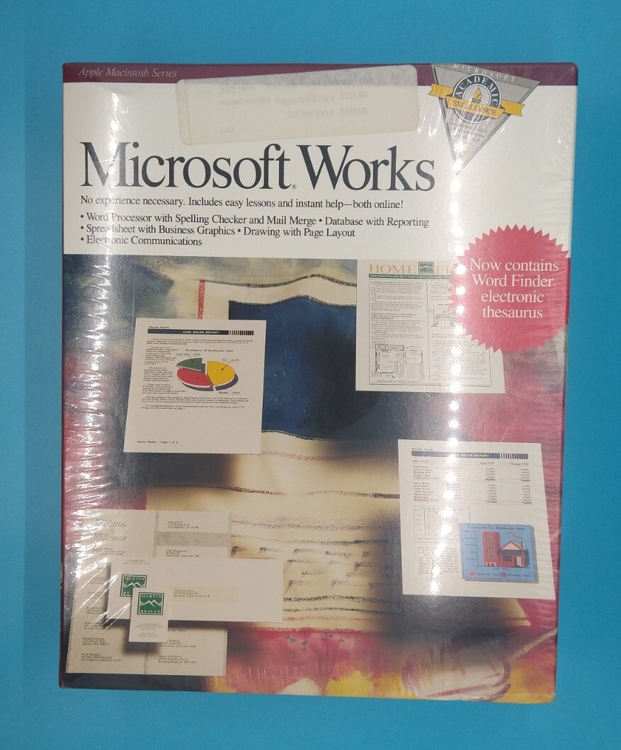 Microsoft Works - Version 2.0 on 3.5" Floppy Disks for Apple Macintosh New NOS