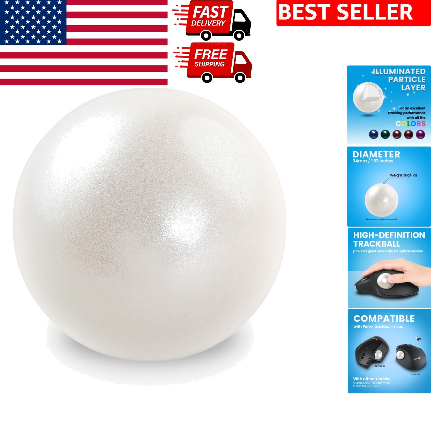 PERIPRO-303 GWH Small Trackball Replacement for PERIMICE & M570