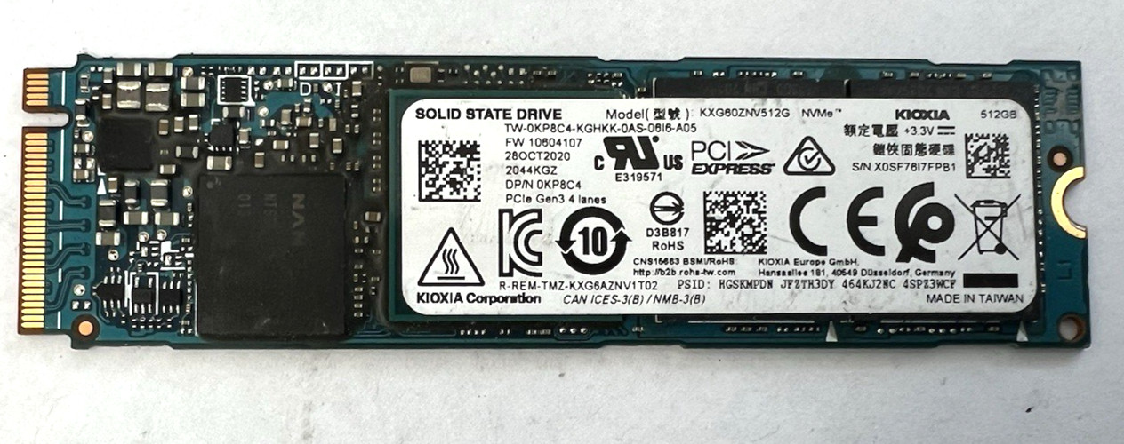 KIOXIA 512GB NVMe M.2 SSD Solid State Drive KXG60ZNV512G KP8C4