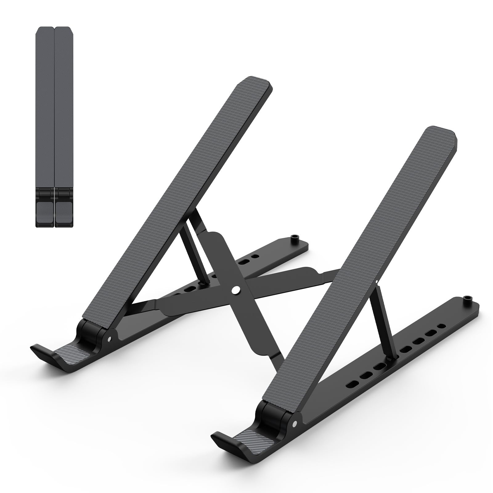 Tonmom Laptop Stand for Desk, Adjustable Laptop Riser, Black