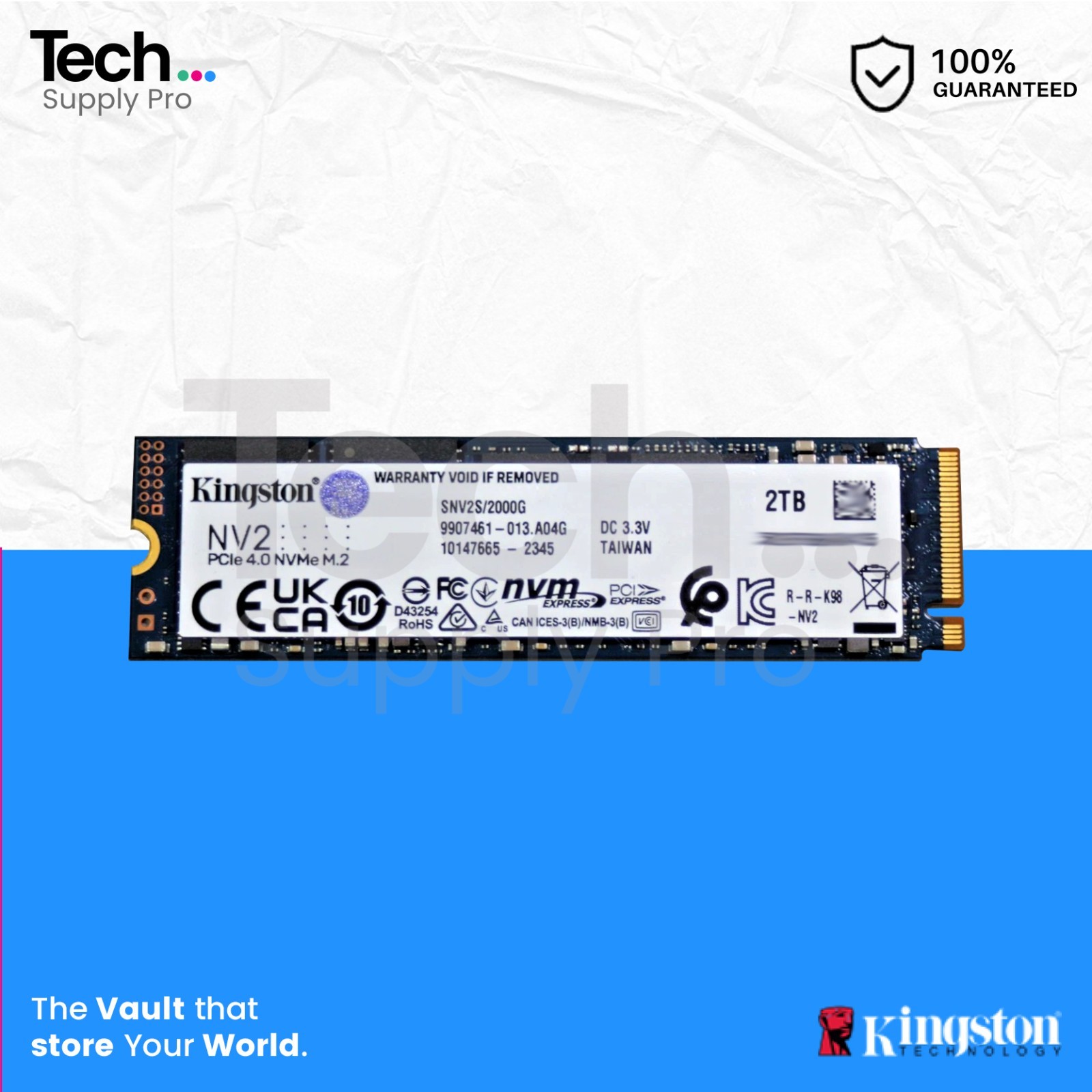 SNV2S/2000G Kingston NV2 2TB PCIe NVMe 3D NAND M.2 2280 Solid State Drive