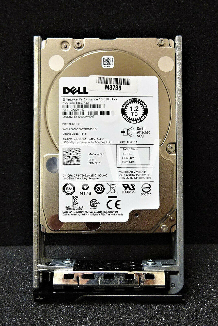 RMCP3 0RMCP3 Dell 1.2TB 10K RPM 6Gb/s 2.5" SAS Hard Drive ST1200MM0007