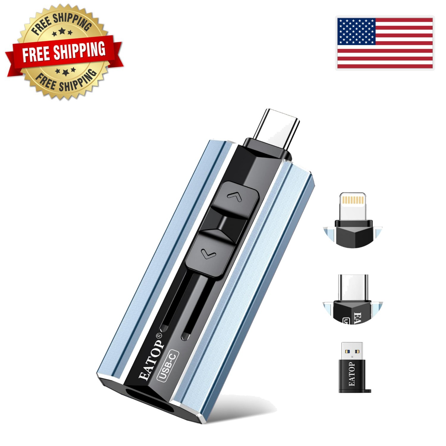 Effortless Backup: Dual Connector 256GB Flash Drive for All Devices - Mist Blue
