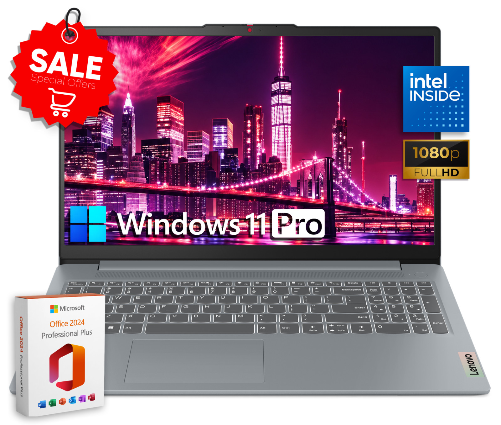 2026 Lenovo Laptop Computer 15.6 Office 4-Core Intel CPU, 8GB DDR5&628GB Storage