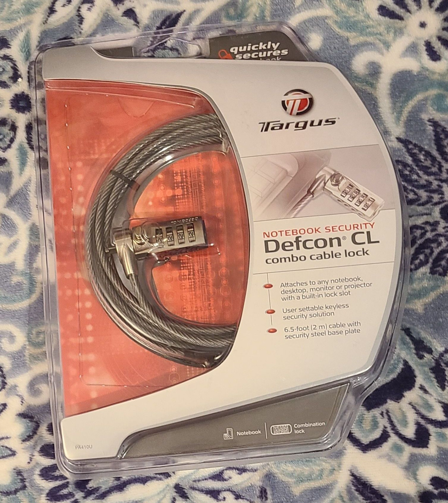 Targus "Notebook Security Defcon CL Combo Cable Lock" PA410U For Your Laptop New