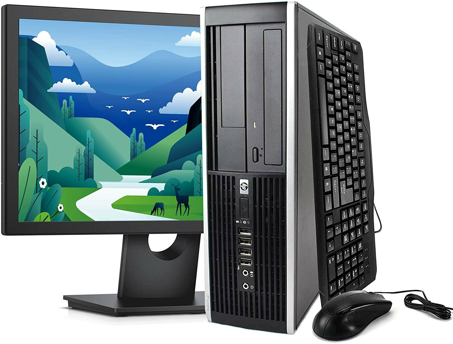 HP Elite Desktop Computer Package - Windows 10 i5 Quad Core 8GB 500GB 22" LCD