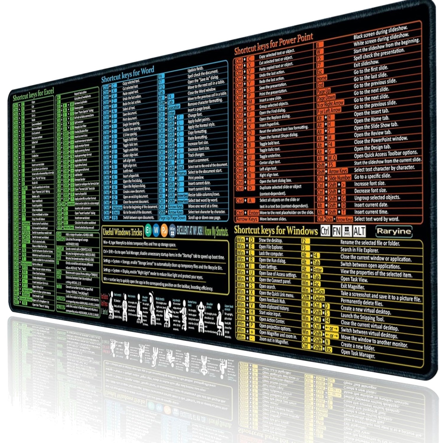 Excel/Word/Power Point/Windows Mouse pad,Non-Slip&Waterproof Large Gaming Off...