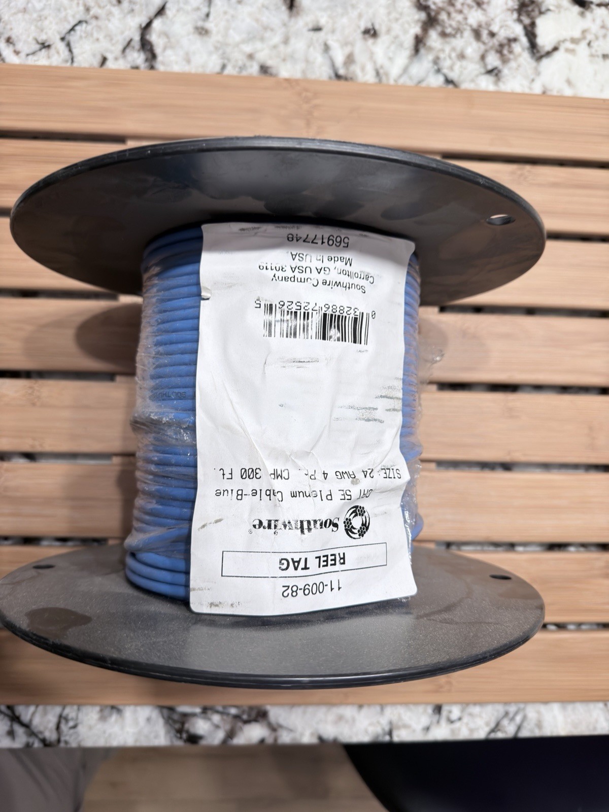 300 ft. Blue 24/4 Solid CU CAT5e CMP (Plenum) Data Cable