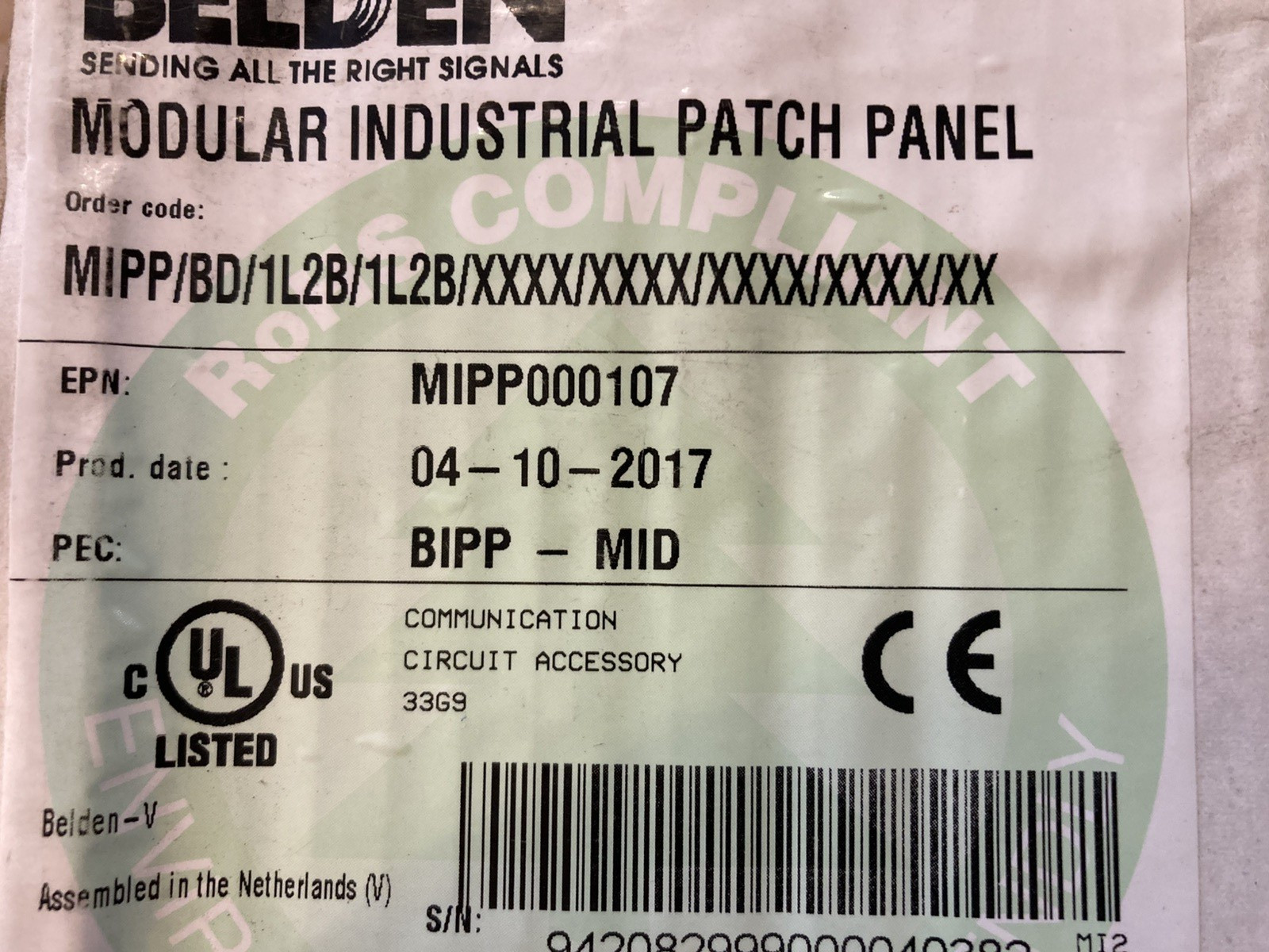 Hirschmann-Belden Modular Industrial Patch Panel MIPP000107 - NEW -Open Box