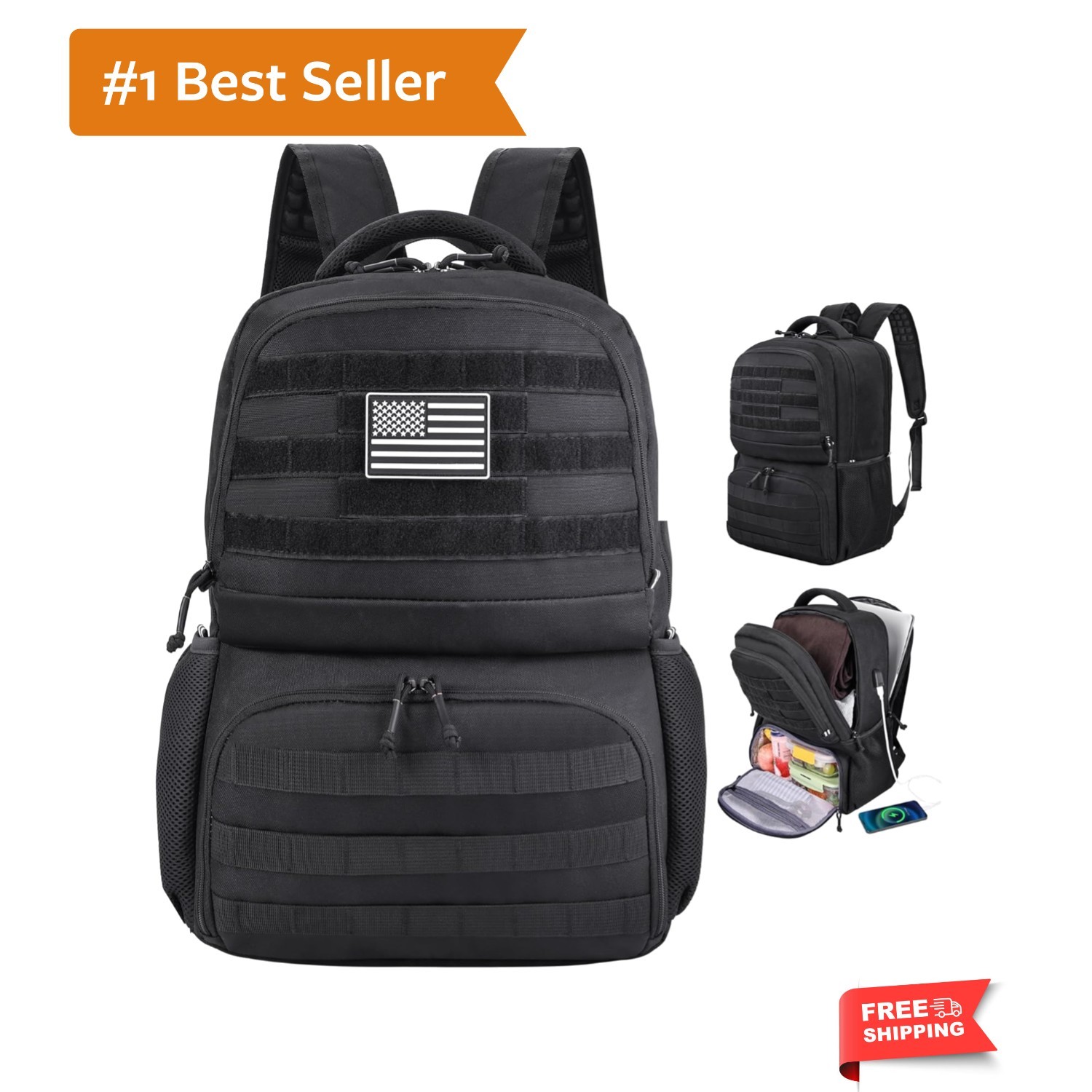 Laptop Lunch Backpack for Men, Tactical Inspired Utility Anti-Theft Work Bag ...