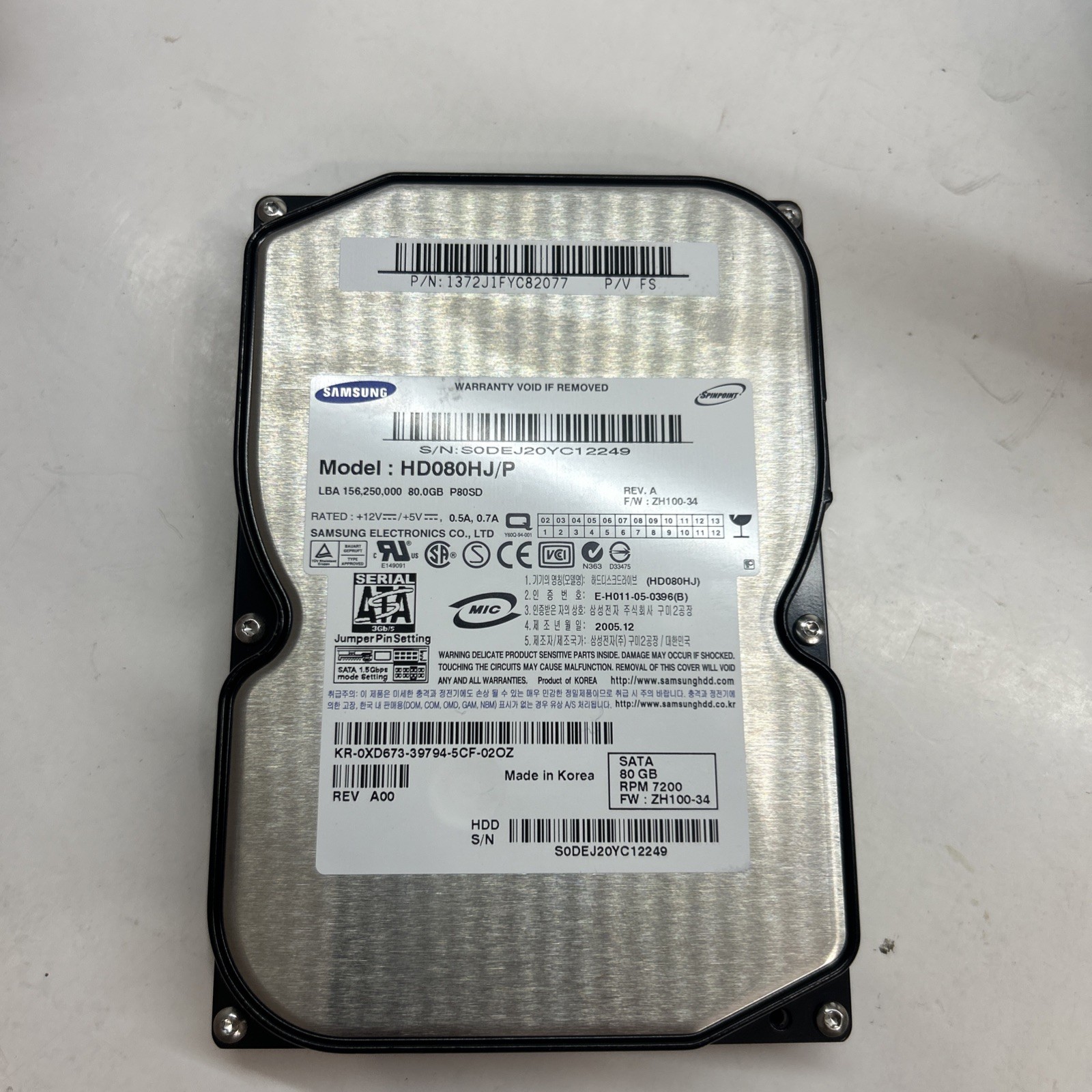 Samsung HD080HJ/P P80SD 80GB 7200 RPM  SATA 3.5" Hard Drive