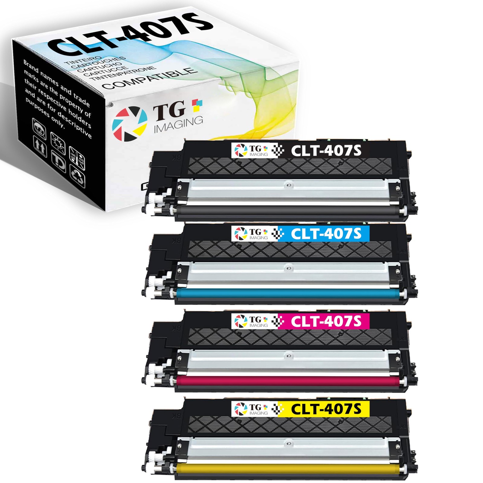 CLT-407S Compatible Toner Cartridge for Samsung CLP-325 CLX-3185 4-Pack
