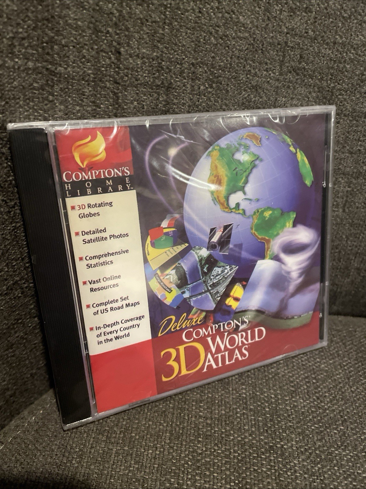 Deluxe COMPTON'S 3D WORLD ATLAS Windows 95 NEW Sealed ~ Trl8#35