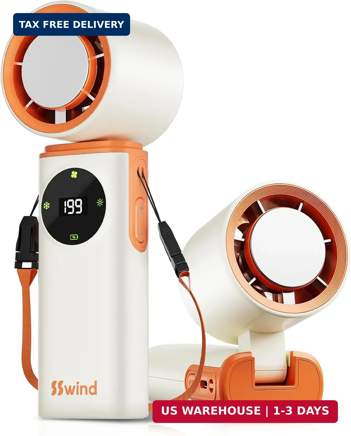 6000mAh Portable Handheld Fan with Ice Cooling, 199 Levels Stepless Speed, 20H L