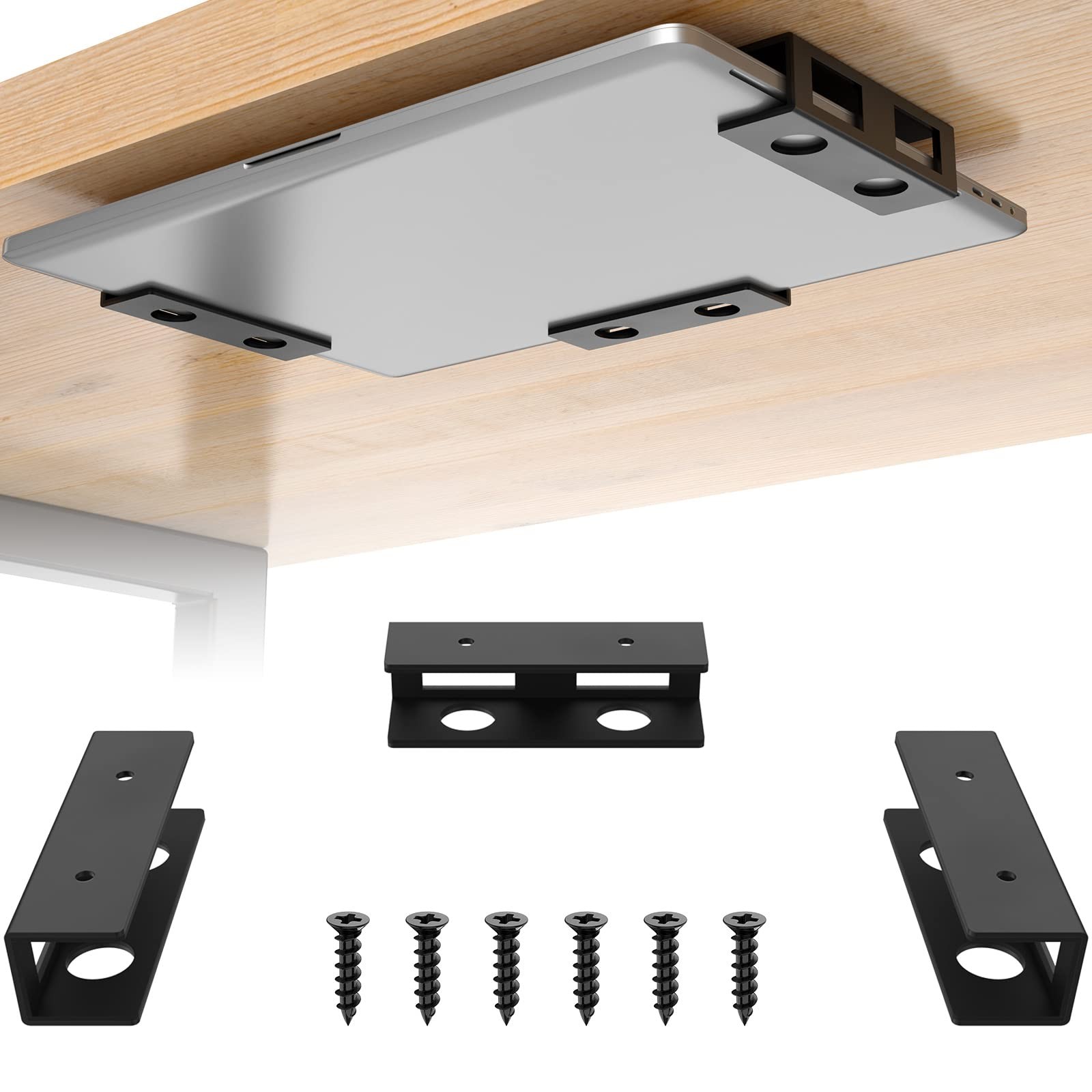 3 PCS Under Desk Laptop Mount with Anti-Scratch Felt Board Under Desk Laptop ...