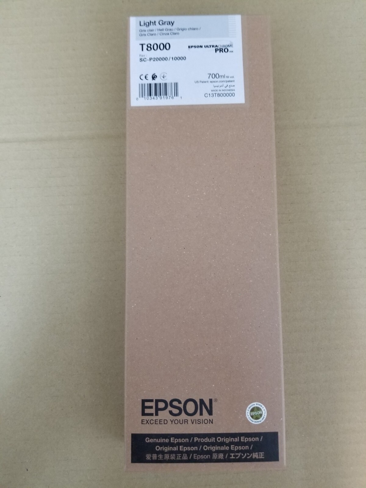 GENUINE Epson UltraChrome PRO Light Gray Ink 700ml For P10000/20000 (T8000)