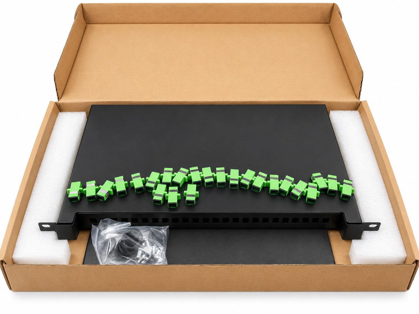 24 Port SC/APC Fiber Patch Panel 1U 19" Rack Mount Single Mode 24 Adapters -9738