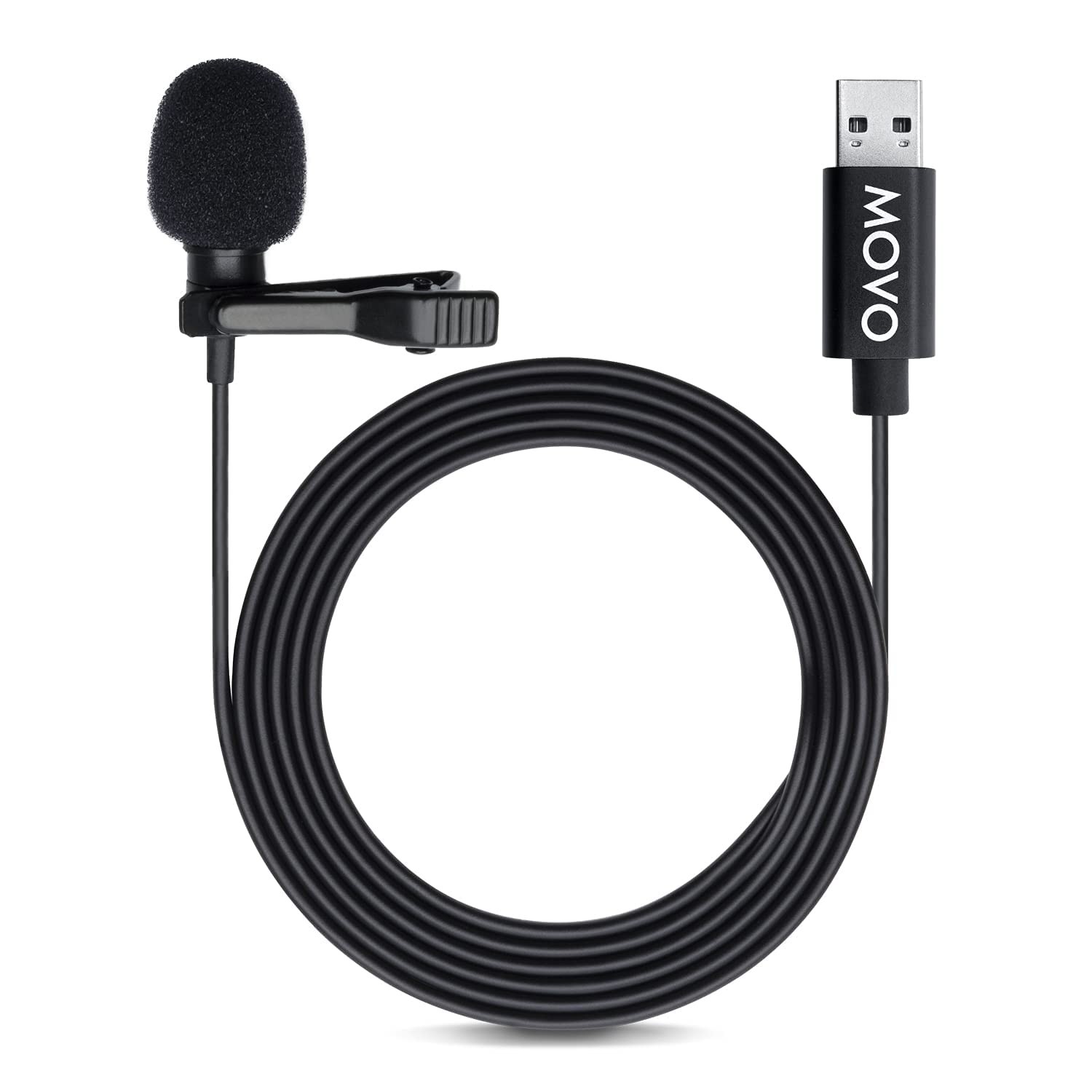 M1 USB Lavalier Microphone for Computer, Clip-On Lapel Mic, 20 ft Cord