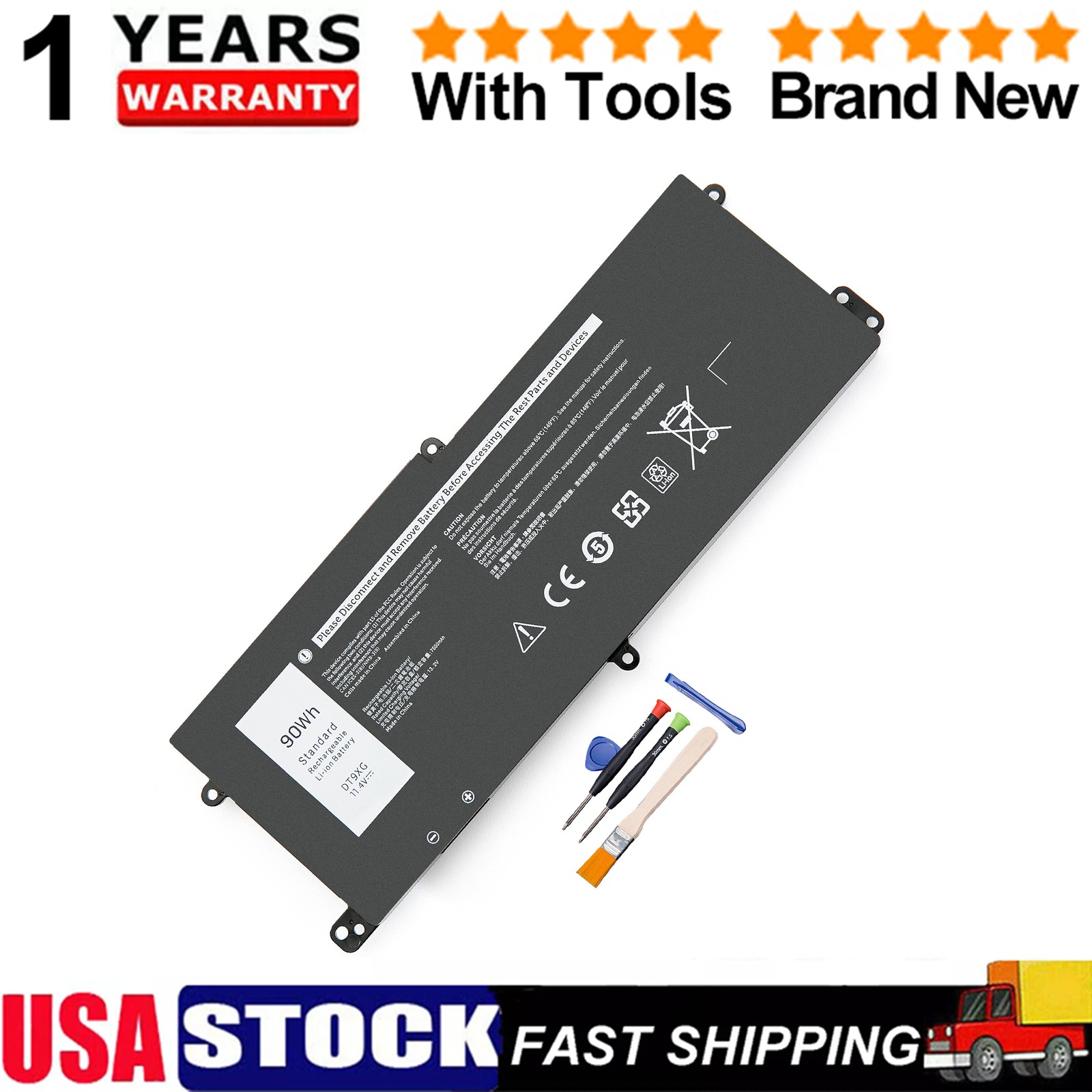 DT9XG 07PWKV 0KJYFY Laptop Battery For Dell Alienware Area-51m R1 R2 ALWA51M NEW