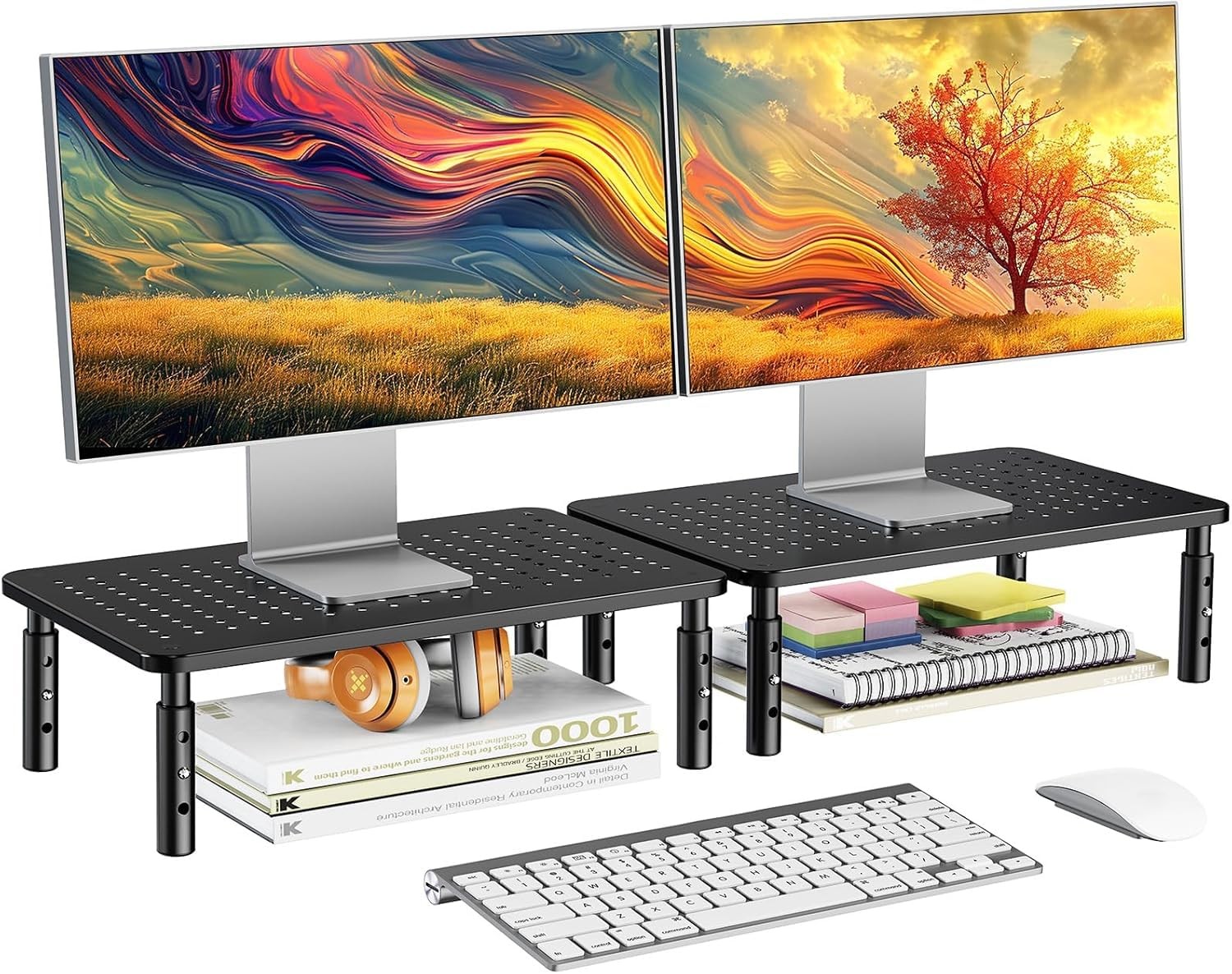 HUANUO Monitor Stand for Desk, Computer Height Black