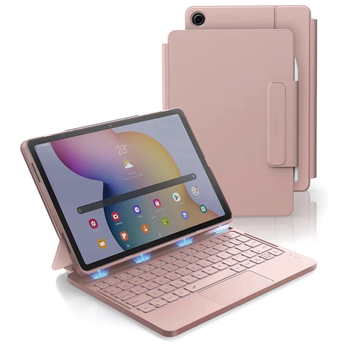 DEXNOR Smart Magnetic Keyboard Case for Samsung Galaxy Tab A9+ Ultra Light Pink