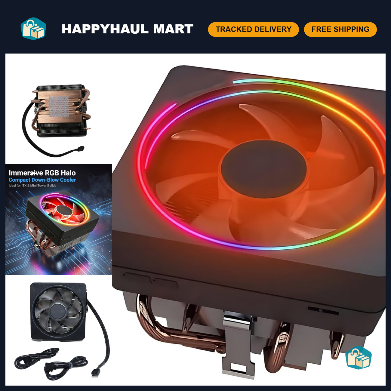 High-Performance CPU Cooler with RGB Fan, Copper Core, 4-Pin PWM, AMD AM5/AM4/AM