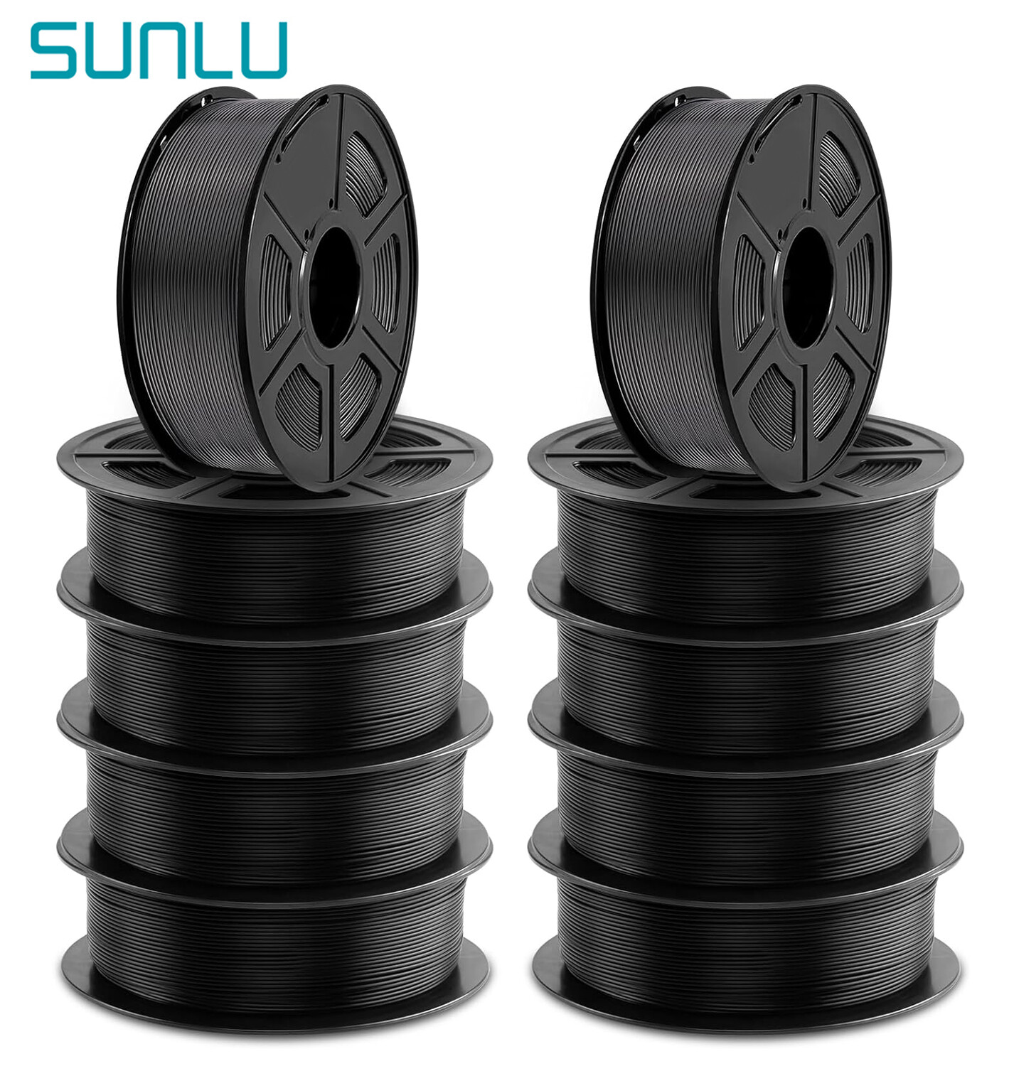 SUNLU 10*1KG ABS 3D Printer Filament 1.75mm Spool Highly Resistant Durable Black