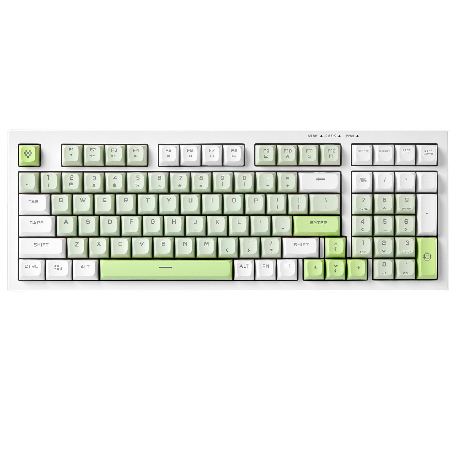 YUNZII D98 Gaming Keyboard RGB Backlit 98 Keys Full Numpad Wired Green
