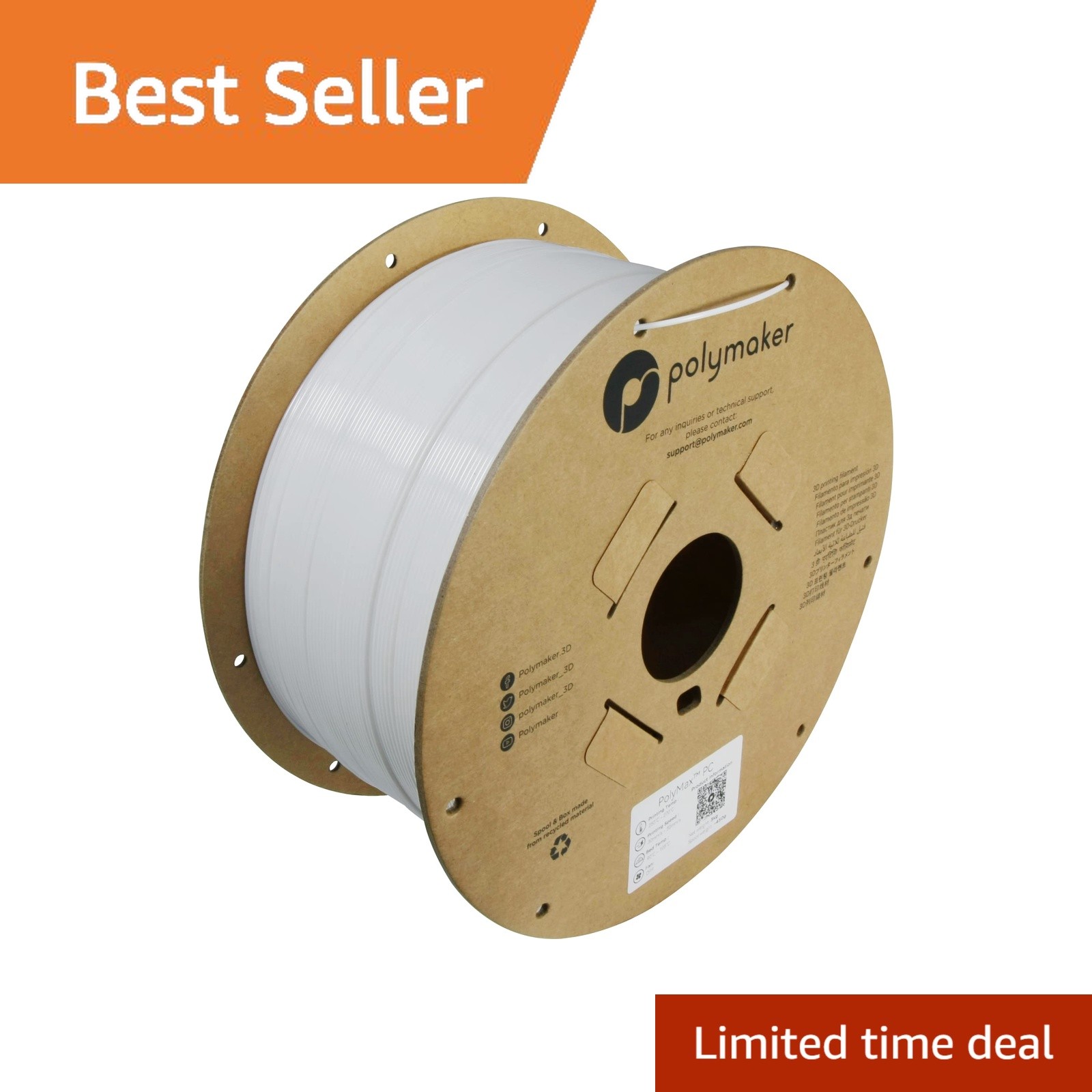 Polymaker Polymax Tough PC Filament 1.75mm White 3kg