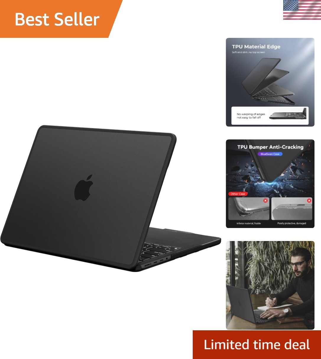 Sleek Frosted Black Hard Shell Case for MacBook Pro 14-inch M1-M5 & Protection
