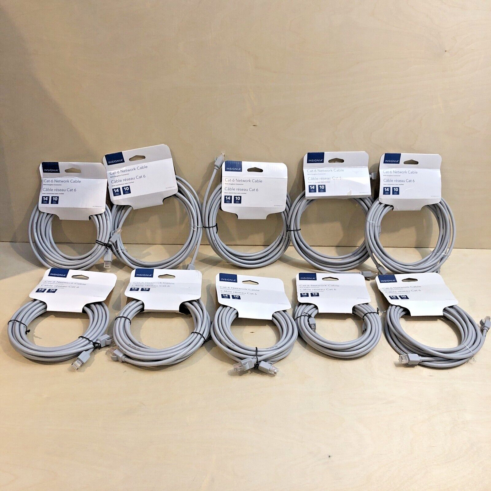 Lot 10X Insignia 14ft Cat6 RJ45 Ethernet Network Wire Cable Internet Patch Cord