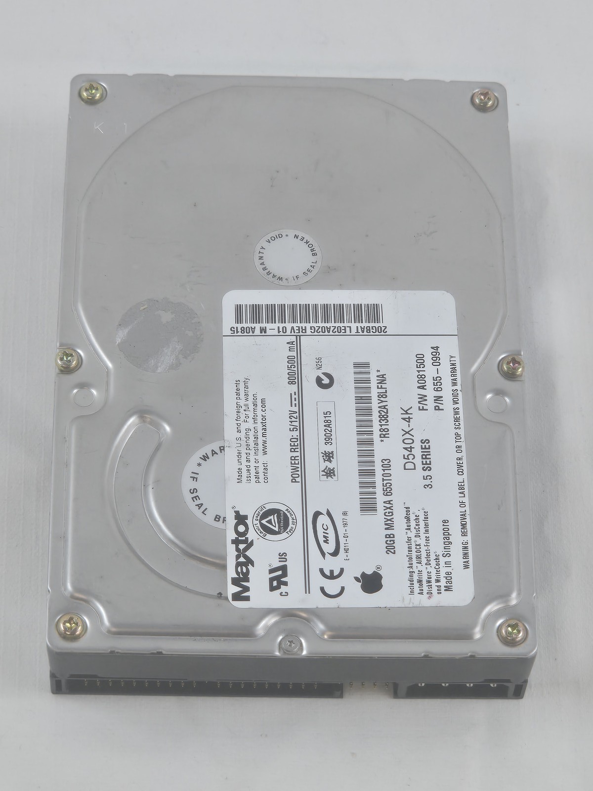 Maxtor D540X-4K 20GB 5400 RPM 3.5" IDE PATA Internal Hard Drive HDD
