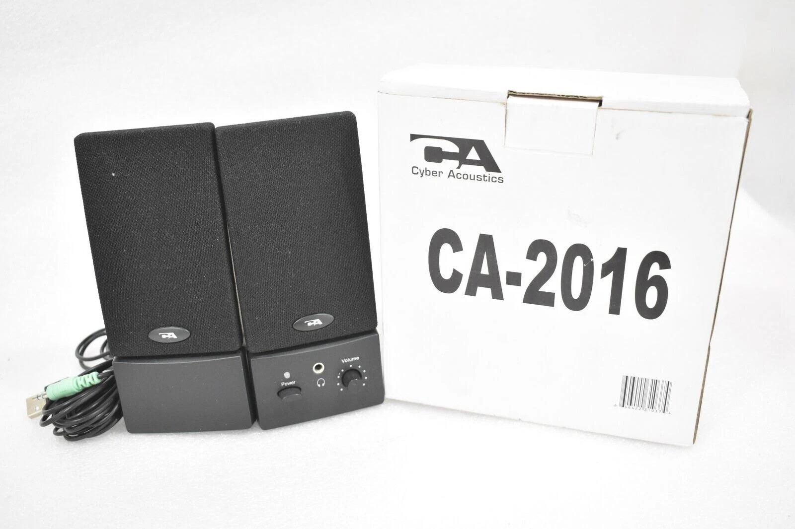 CYBER ACOUSTIC CA-2016 OEM BLACK SPEAKERS, 2 SPEAKERS EACH USB POWERED- Free S/H
