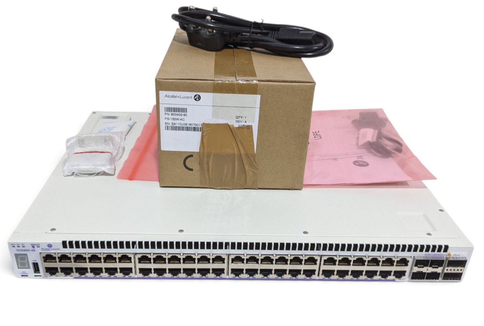 Alcatel-Lucent OmniSwitch OS6860-48 48-Port GbE 4x SFP+ Switch + PS-150W-AC PSU