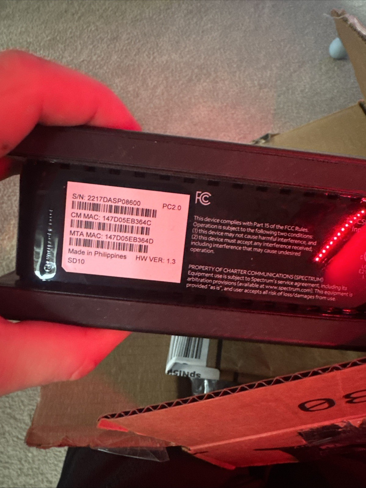 Spectrum E31T2V1 DOCSIS 3.1 eMTA Internet Cable Modem with Power Cord