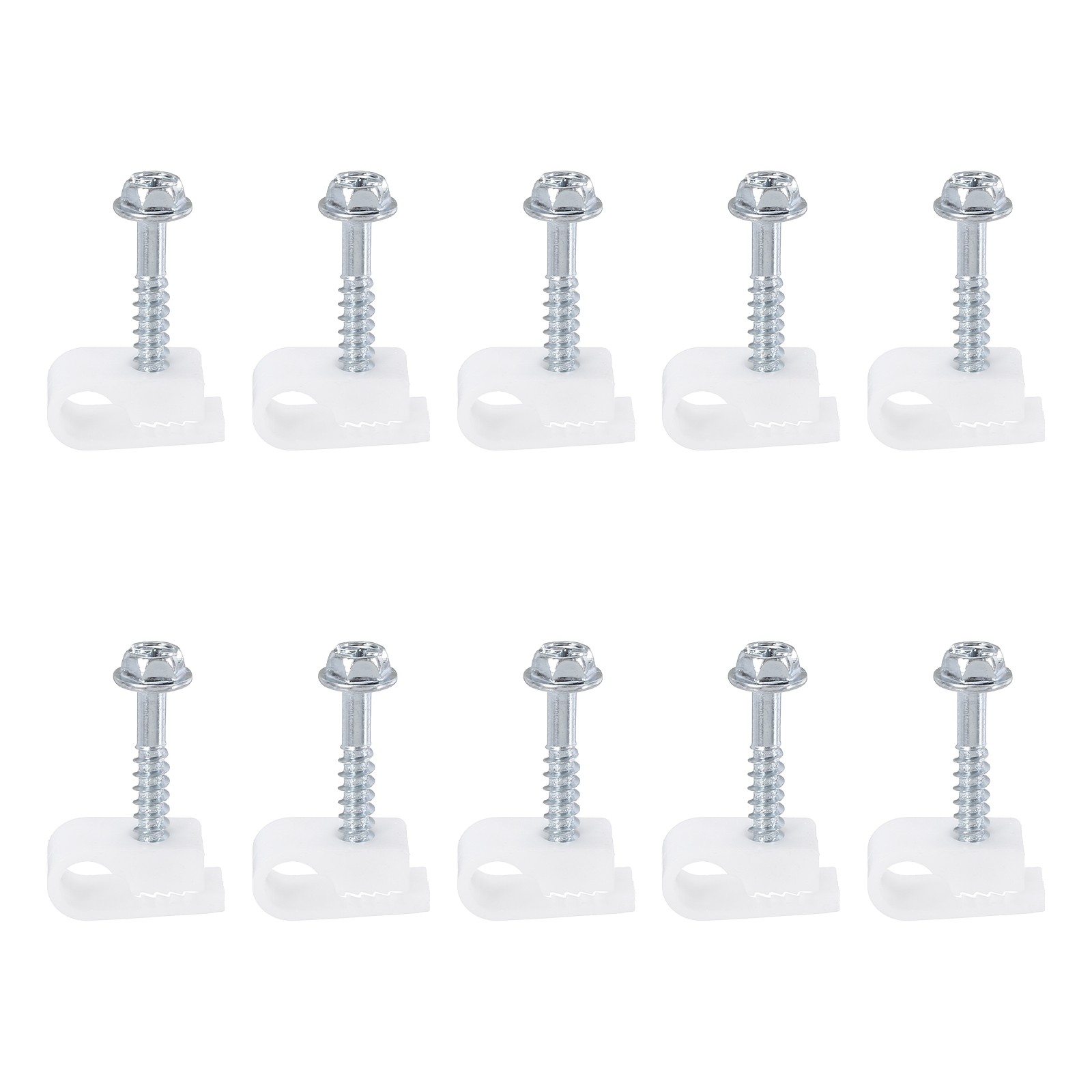100pcs Single Coaxial Cable Clips 1/4" (6mm) Screw Clip Wire Cable Holder White