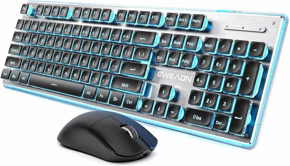 Seunkwang Eweadn Wireless Keyboard And Mouse Set with Blue Backlit Pudding Keys