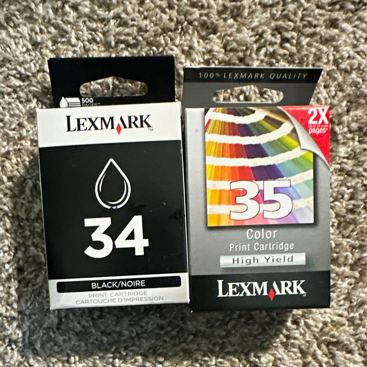 Lexmark 34 Black & 35 Tri-Color Genuine Original Inkjet Ink Cartridges