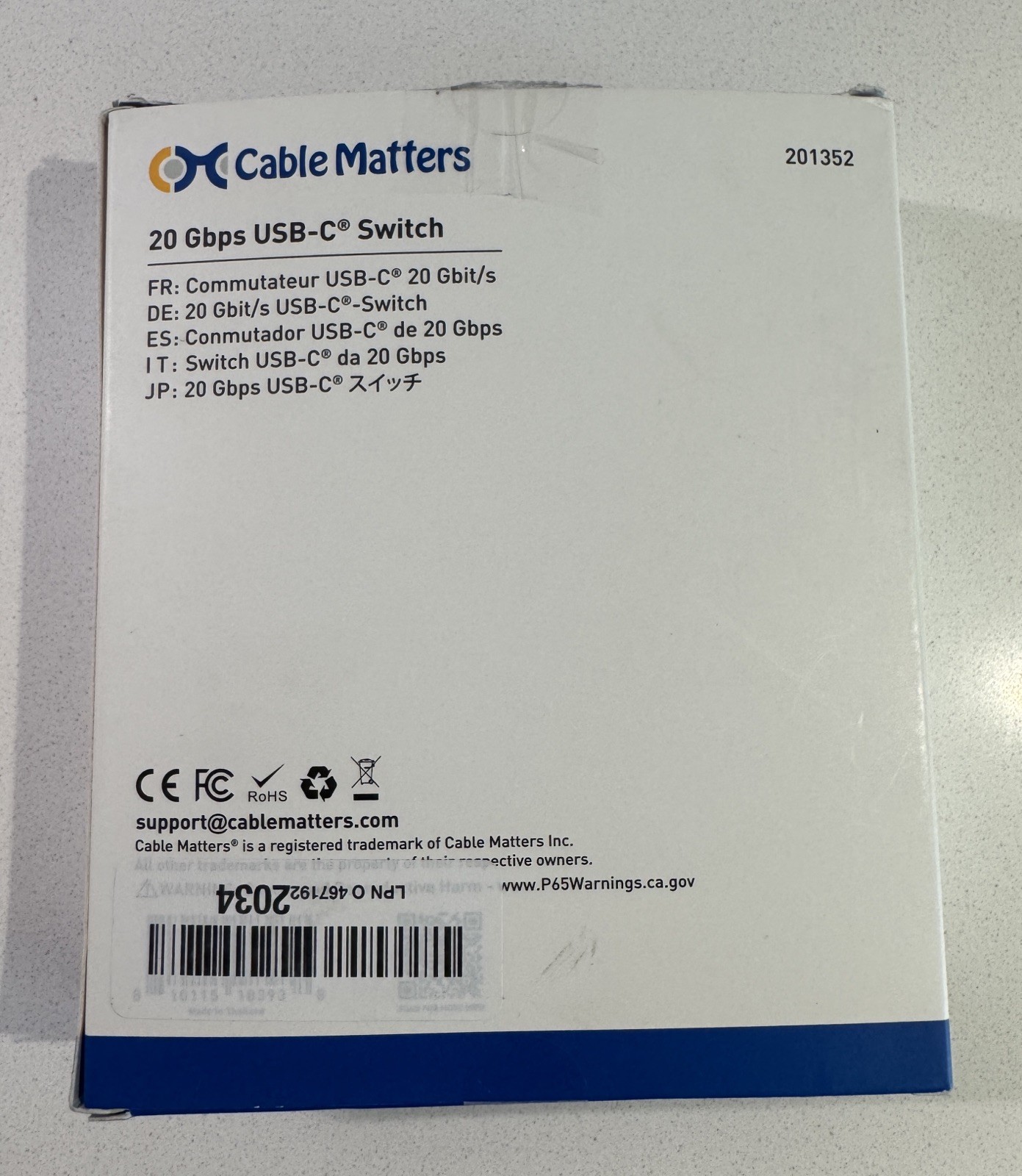 Cable Matters 20Gbps USB C Switch 2 Computers 4K 120hz 140W Power Delivery