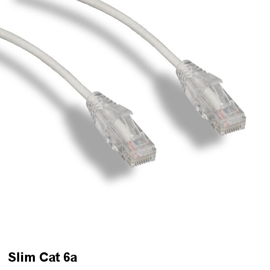 KNTK White 7ft Slim Cat6a UTP Patch Cable 28AWG Ethernet RJ45 Network Snagless