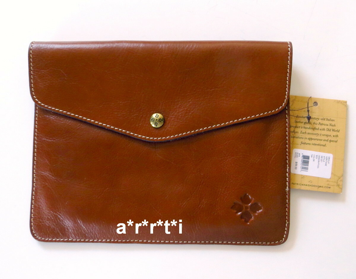 Patricia Nash Italian Leather Midi Tech Portfolio for Apple iPad Tan NWT