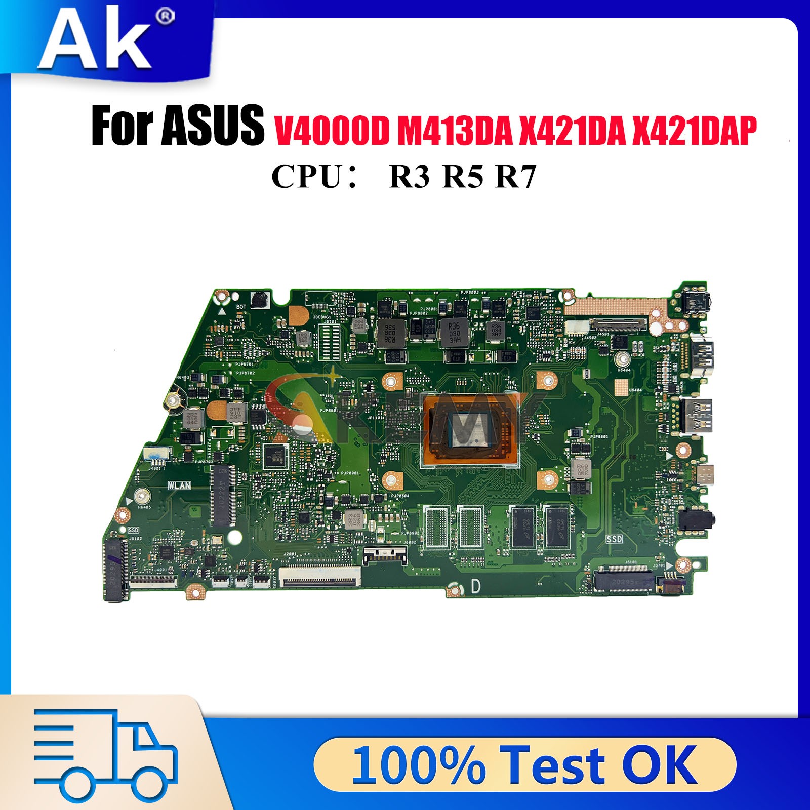 X421DA Laptop Motherboard For ASUS V4000D M413DA X421DAP Mainboard W/ CPU