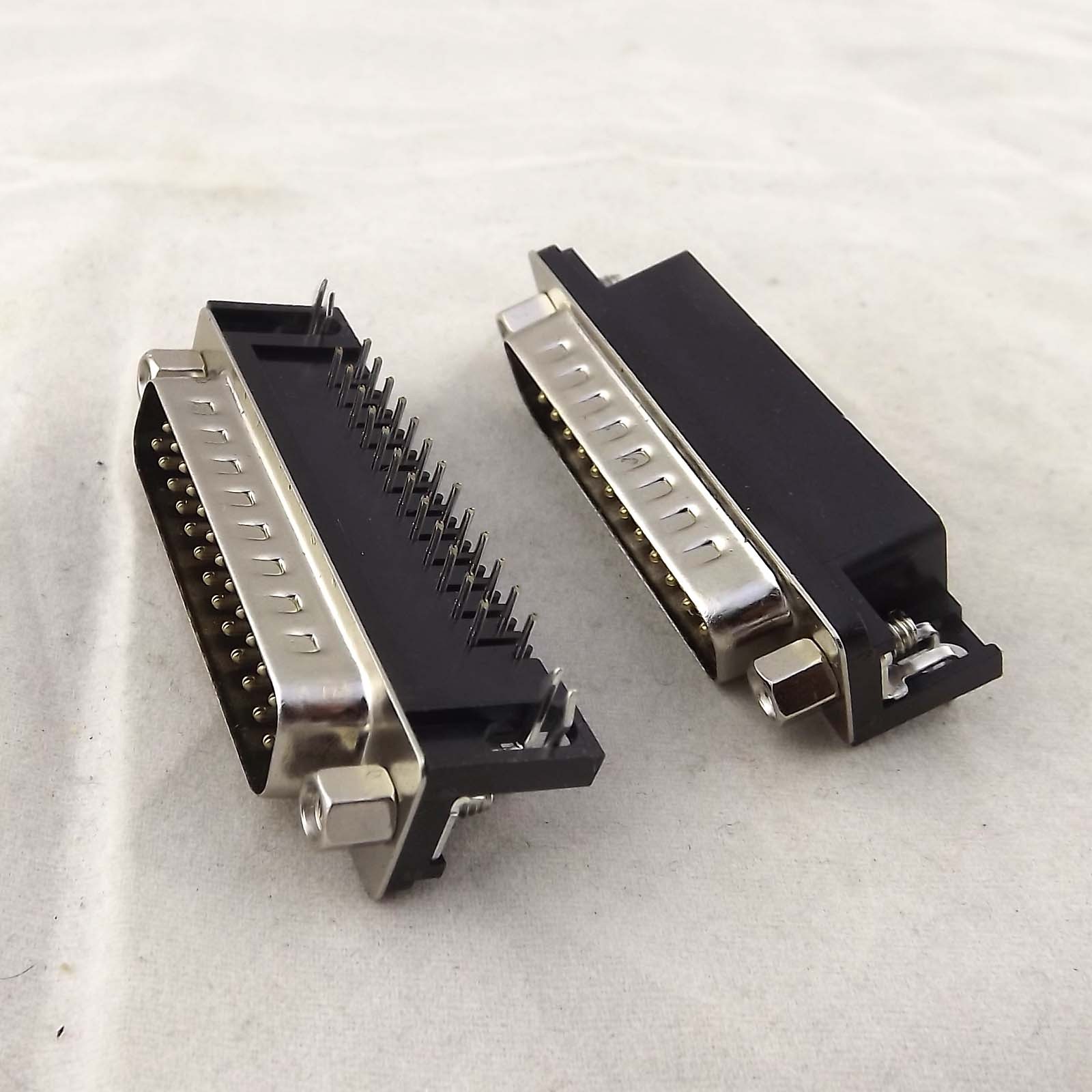 5x DB25 25 Pin Male D-SUB Right Angle PCB Solder Cable Adapter Connector 2 Rows